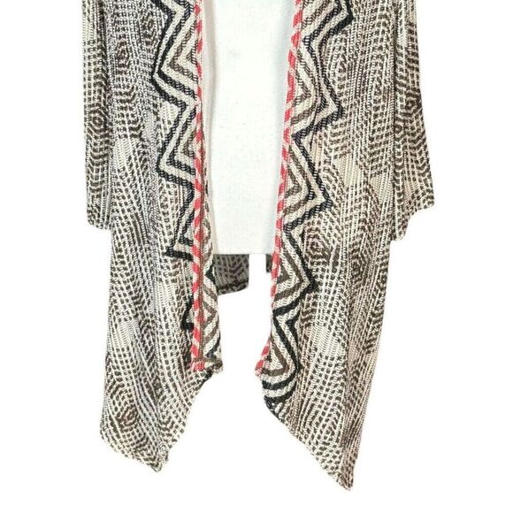 Chicos Cardigan Size XL Sweater Vest Duster Waterfall Brown Boho Long Abstract - Picture 7 of 12